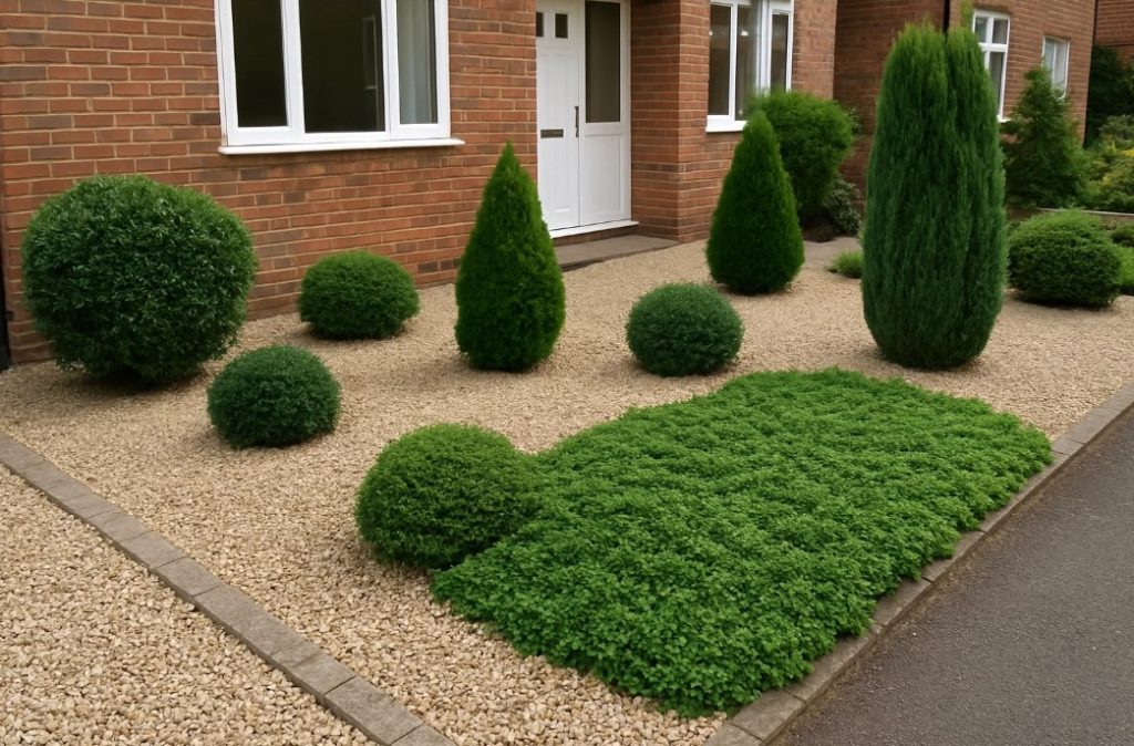 Low-maintenance front garden