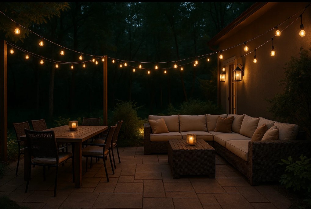 patio with lighting