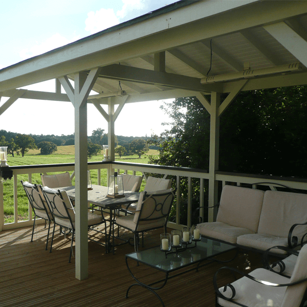 Decking with pergola and seating area built by ACH