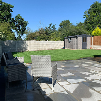 Patio with natural sandstone in havering