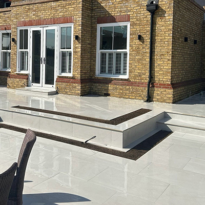  Porcelain patio on 2 levels with planters, landscapers in Romford Essex
