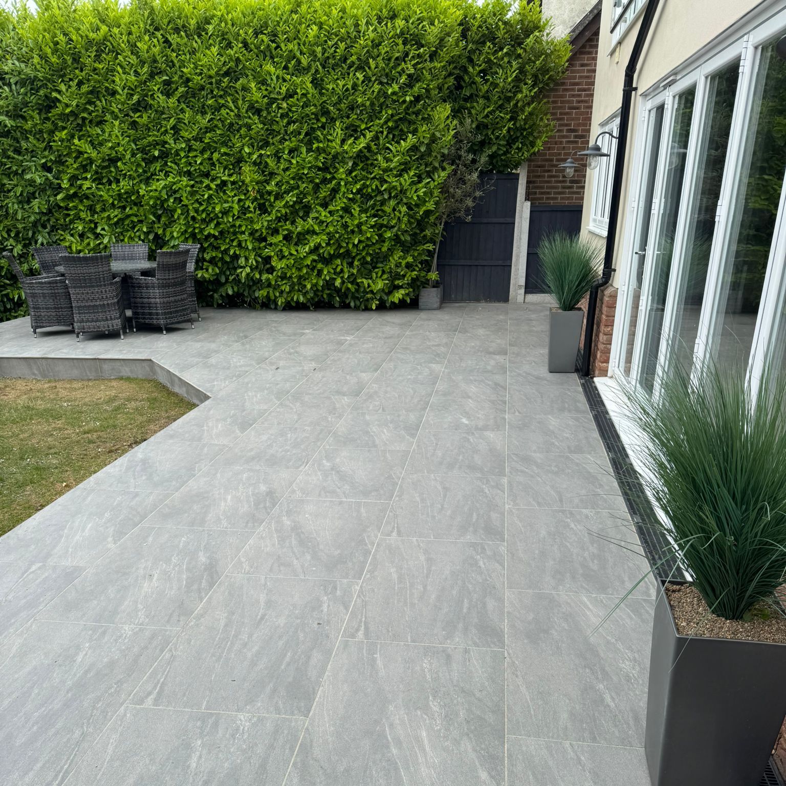 Basildon Essex new porcelain paving using Anthracite Light Porcelain slabs