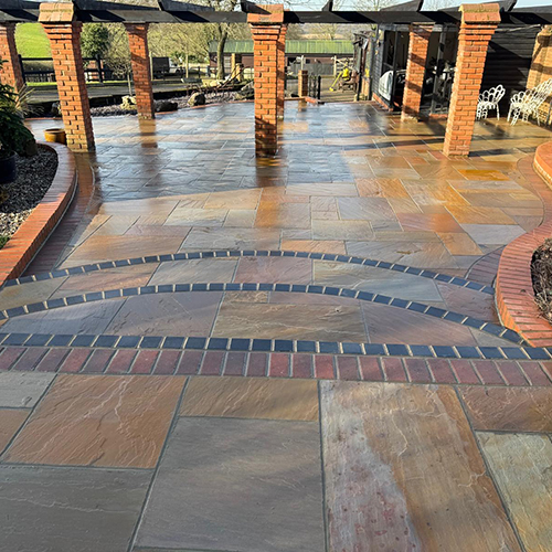 block paving edging, Indian sandstone patio, havering essex